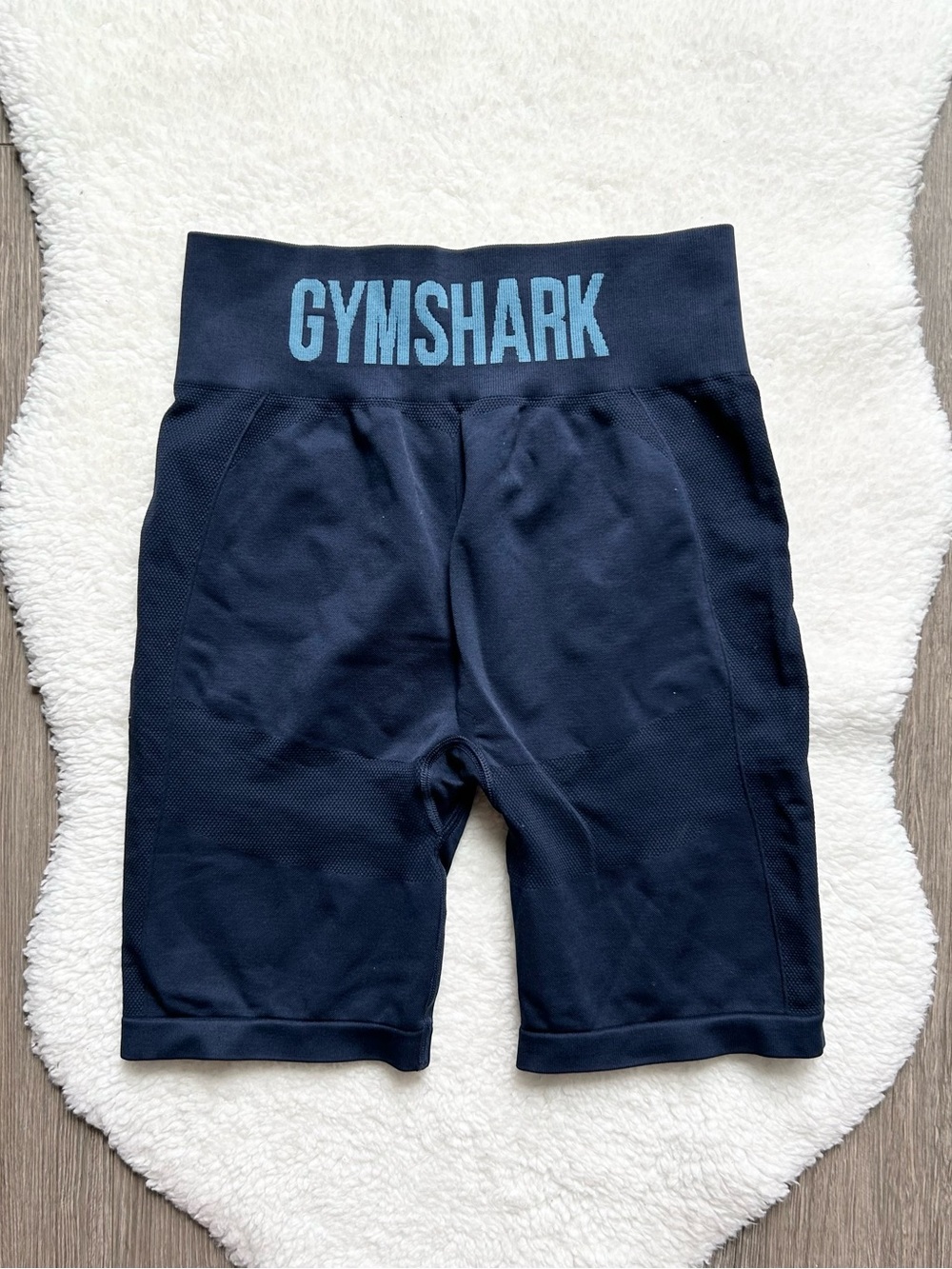 Gymshark High-Waist Navy Logo Bike Shorts